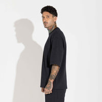 Camiseta Oversized Dense Algodão Masculina - Preto
