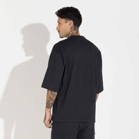 Camiseta Oversized Dense Algodão Masculina - Preto