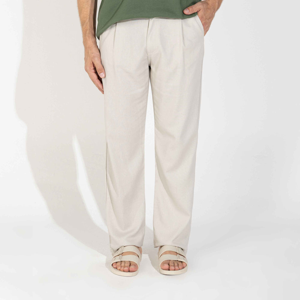 Calça Linho Alfaiataria Masculina - Off Creme
