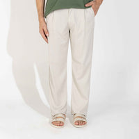Calça Linho Alfaiataria Masculina - Off Creme