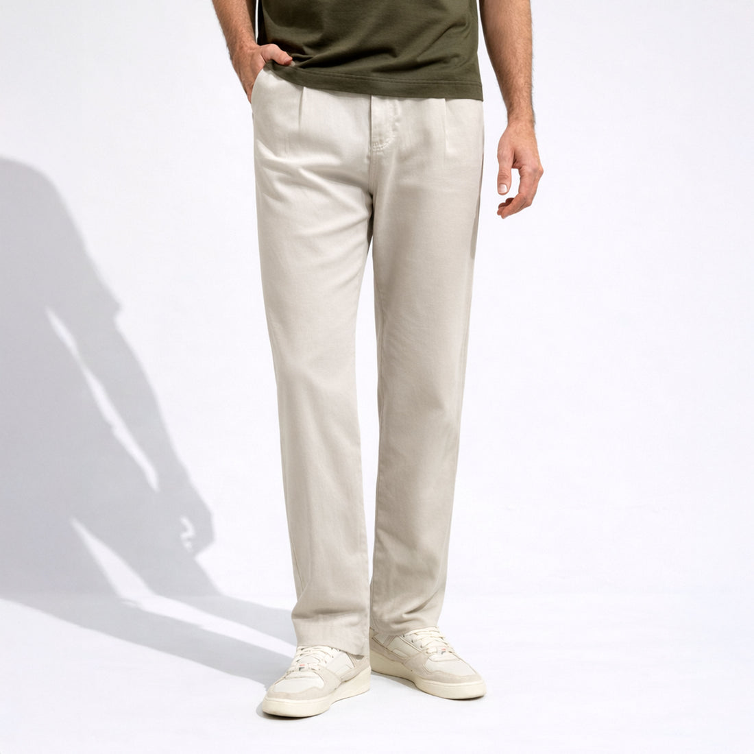Calça Linho Alfaiataria Masculina - Off Creme