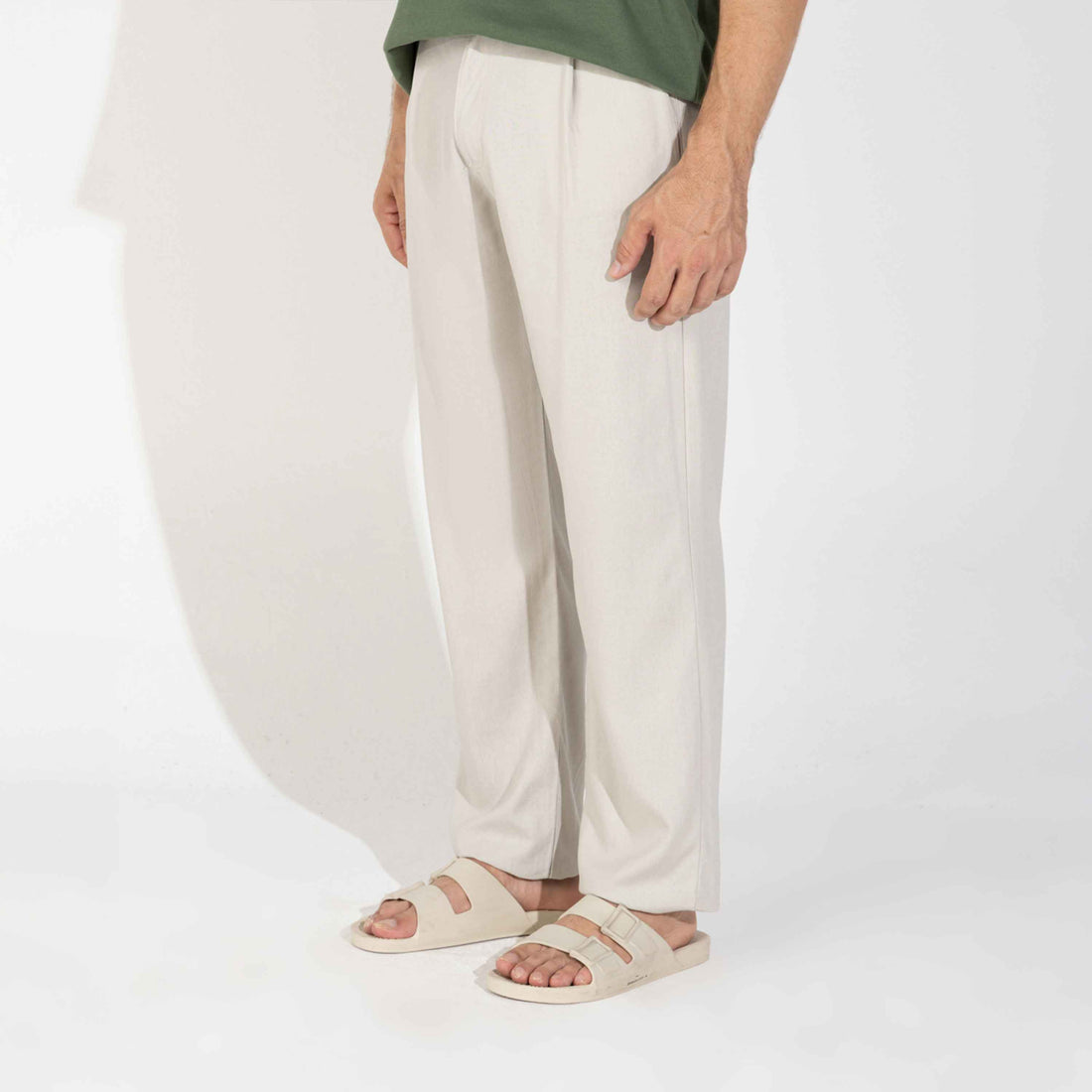 Calça Linho Alfaiataria Masculina - Off Creme