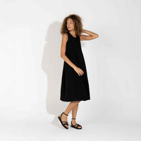 Vestido Midi Viscose Torção Costas - Preto