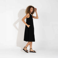 Vestido Midi Viscose Torção Costas - Preto