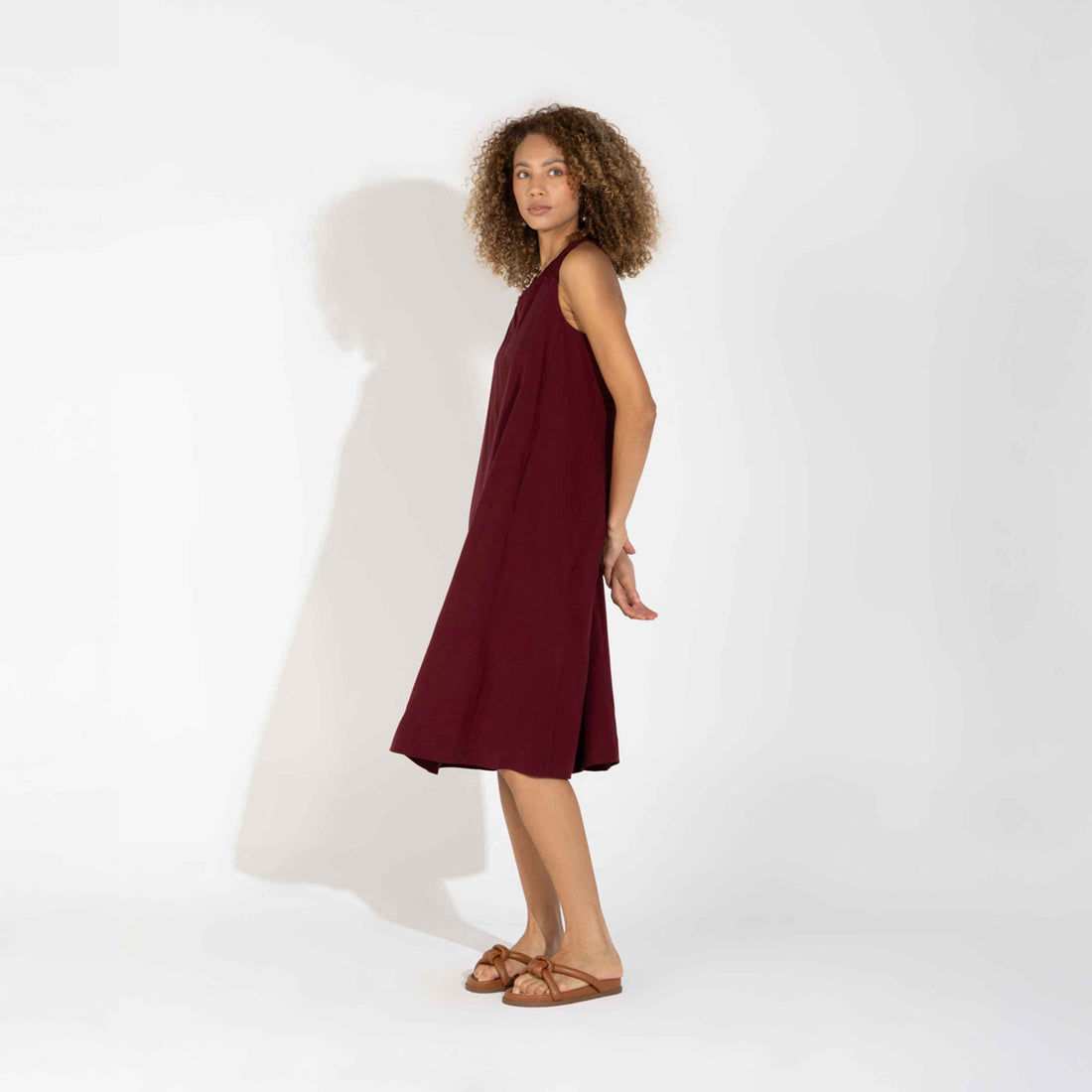 Vestido Midi Viscose Torção Costas - Vermelho Escarlate