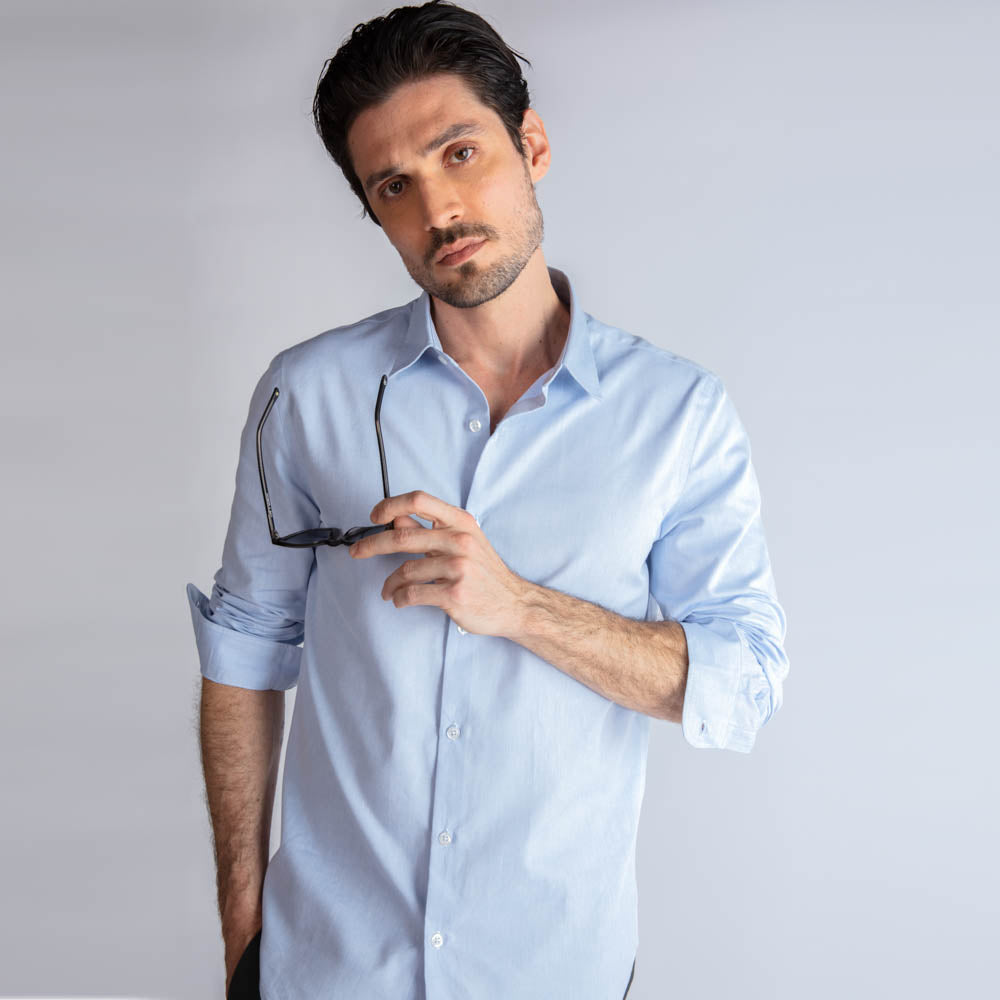 Camisa Algodão Oxford Masculina - Azul