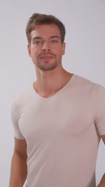 Undershirt Micromodal Masculina - Bege Latté