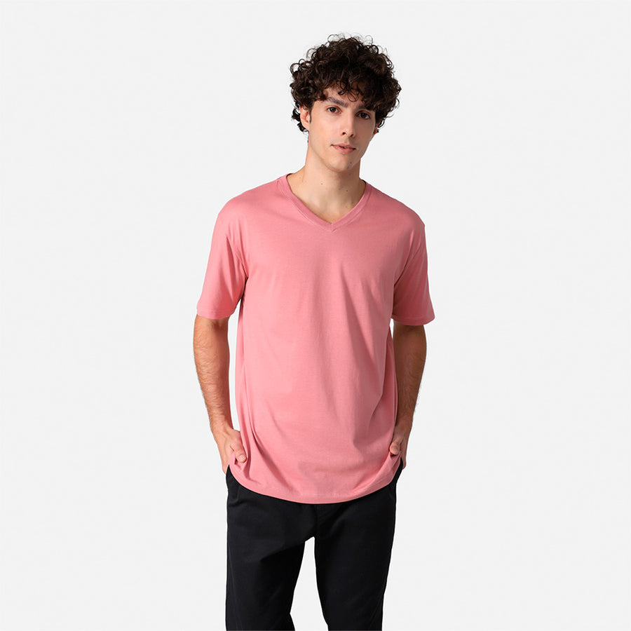 Camiseta Algodão Pima Gola V Masculina | Life T-Shirt - Rose