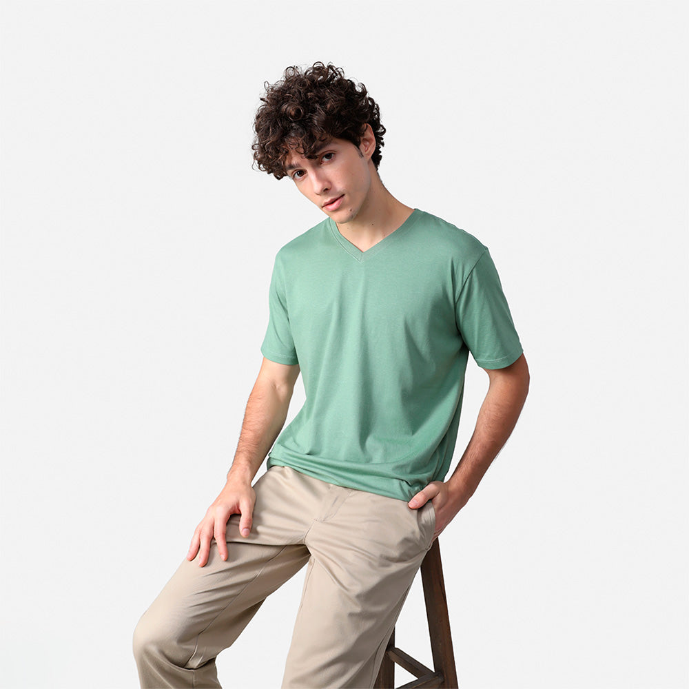 Camiseta Pima Gola V Masculina | Life Collection - Verde Oliva
