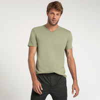 Camiseta Algodão Pima Gola V Masculina | Life T-Shirt - Verde Jade