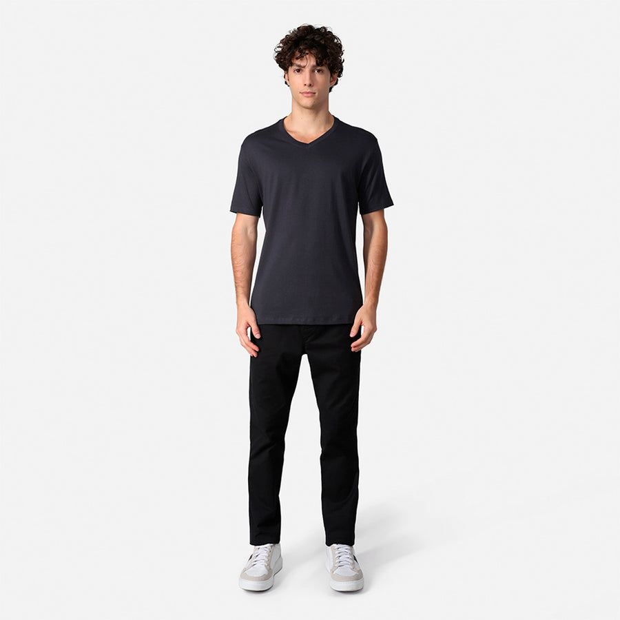 Camiseta Algodão Pima Gola V Masculina | Life T-Shirt - Cinza Escuro