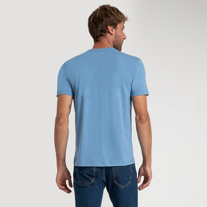Camiseta Algodão Premium Gola V Masculina | Everyday Collection - Azul Celeste