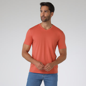Camiseta Premium Gola V Masculina | Everyday T-Shirt - Marrom Telha