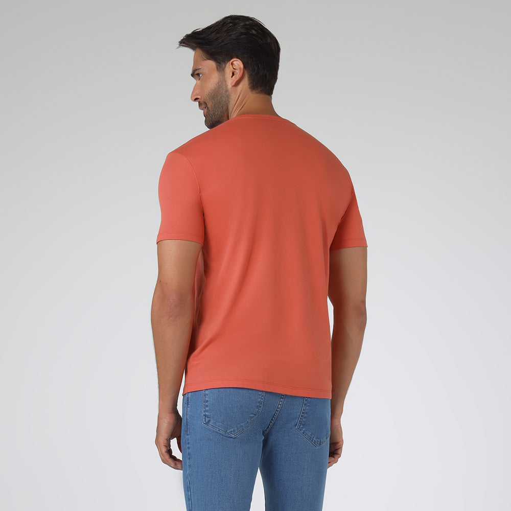 Camiseta Algodão Premium Gola V Masculina | Everyday Collection - Marrom Telha