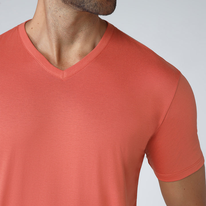 Camiseta Algodão Premium Gola V Masculina | Everyday Collection - Marrom Telha