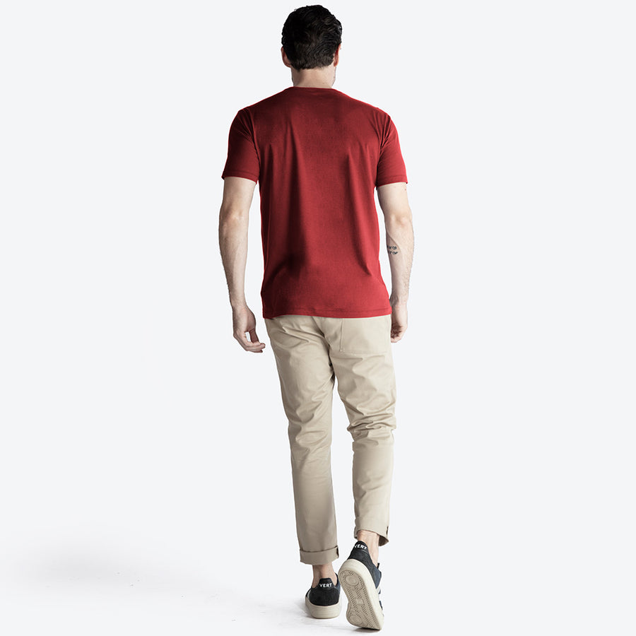 Camiseta Premium Gola V Masculina | Everyday T-Shirt - Marsala