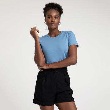Camiseta Algodão Premium Feminina | Everyday Collection - Azul Celeste