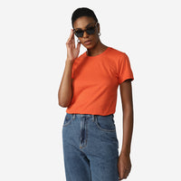 Camiseta Algodão Premium Feminina | Everyday Collection - Laranja Apricot