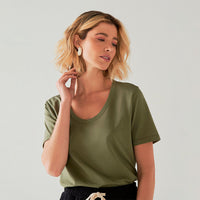 Camiseta Pima Gola U Feminina | Life Collection - Verde Militar