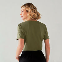 Camiseta Algodão Pima Gola U Feminina | Life T-Shirt - Verde Militar