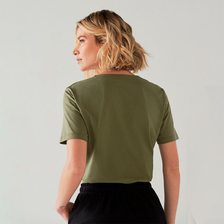 Camiseta Pima Gola U Feminina | Life Collection - Verde Militar