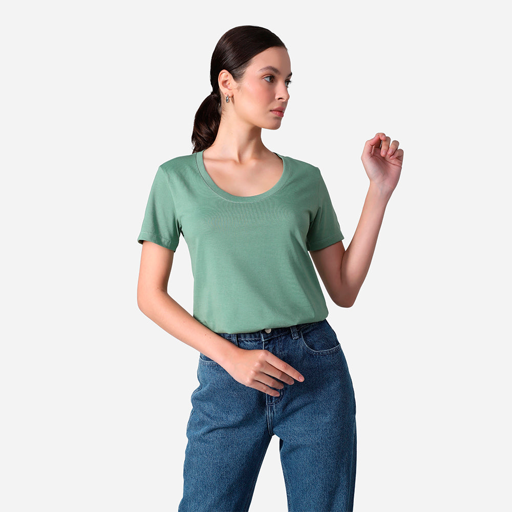 Camiseta Pima Gola U Feminina | Life Collection - Verde Oliva