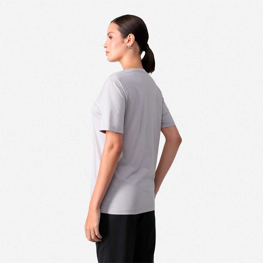 Camiseta Algodão Pima Gola U Feminina | Life T-Shirt - Cinza Claro