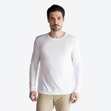 Camiseta Algodão Ultraleve Manga Longa Masculina - Branco