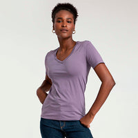 Camiseta Pima Gola V Feminina | Life Collection - Roxo Ametista