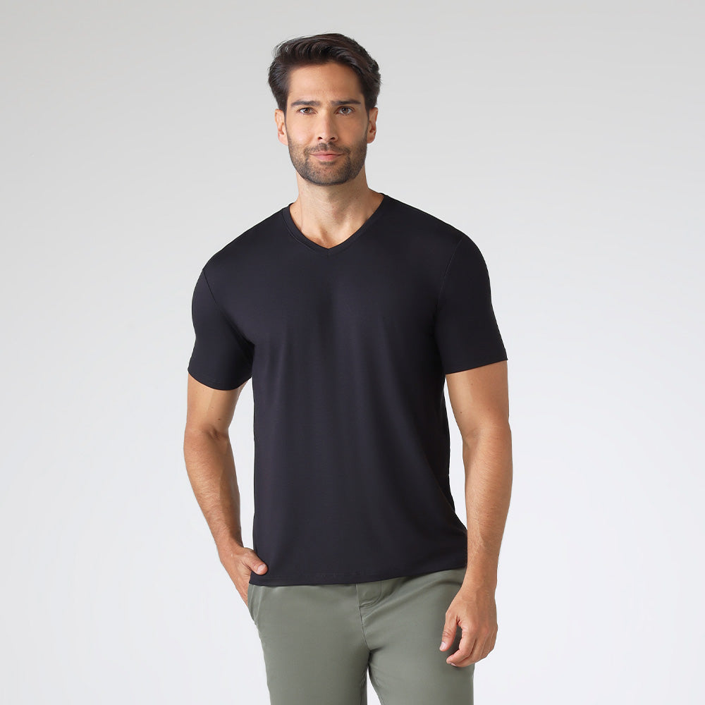 Camiseta Modal Gola V Masculina | Travel Collection - Preto