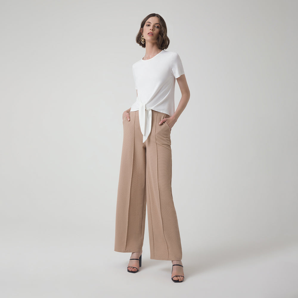 Camiseta Cropped com Amarração - Off White