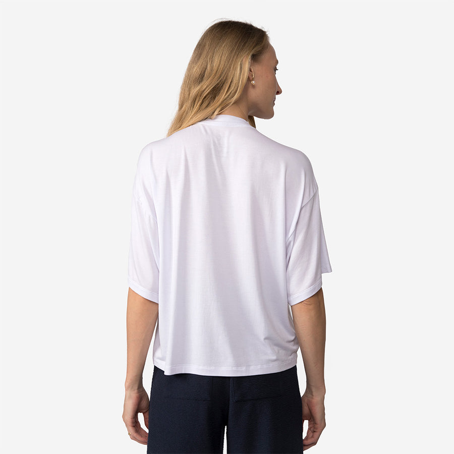 Camiseta Boxy Feminina | Travel T-Shirt Modal - Branco