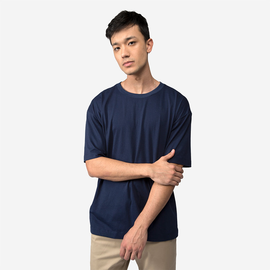 Camiseta Boxy Algodão Premium Masculina | Everyday Collection - Azul Marinho