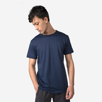 Camiseta Pima Gola e Punhos Aplicados Masculina - Azul Marinho