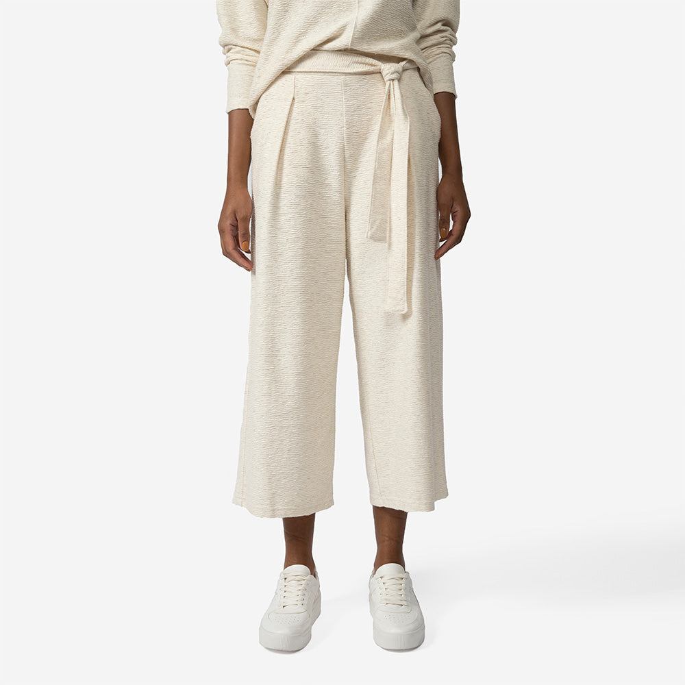 Calça Pantacourt Moletom Linho Textura Feminina - Off White