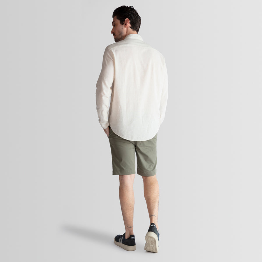 Camisa Linho com Modal Masculina - Off White
